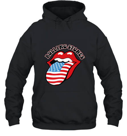 Mens The Rolling Stones USA Tongue Hooded Sweatshirt Hooded Sweatshirt / Black / S Hooded Sweatshirt - belovedtshirt
