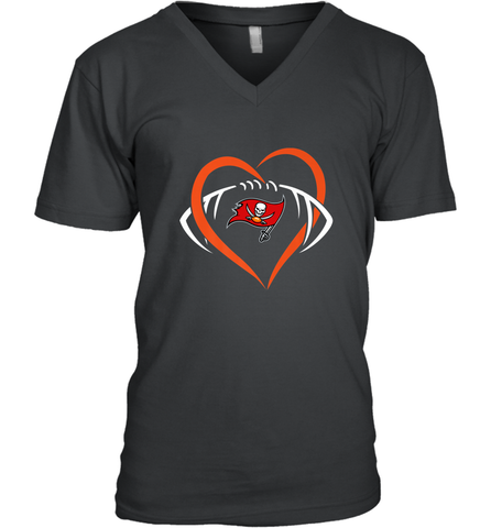 NFL Tampa Bay Buccaneers Heart Love Football Men's V-Neck Men's V-Neck / Black / S Men's V-Neck - belovedtshirt