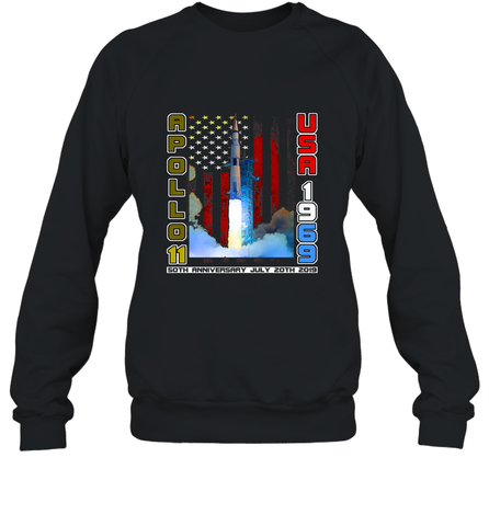 Apollo 11 50th Anniversary Moon Landing 1969 2019 Science Crewneck Sweatshirt Crewneck Sweatshirt / Black / S Crewneck Sweatshirt - belovedtshirt