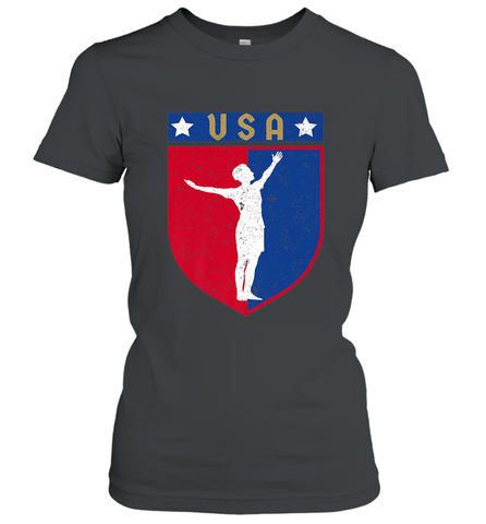 Distressed USA Red, White and Blue Soccer US Shield Flag Women's T-Shirt Women's T-Shirt / Black / S Women's T-Shirt - belovedtshirt