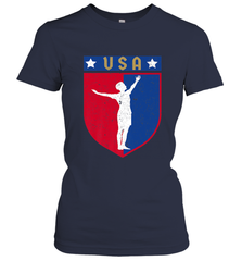 Distressed USA Red, White and Blue Soccer US Shield Flag Women's T-Shirt Women's T-Shirt - belovedtshirt