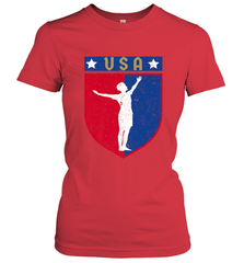 Distressed USA Red, White and Blue Soccer US Shield Flag Women's T-Shirt Women's T-Shirt - belovedtshirt