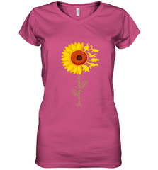 You're My Sunshine Sunflower Dinosaur T Rex Women's V-Neck T-Shirt Women's V-Neck T-Shirt - belovedtshirt