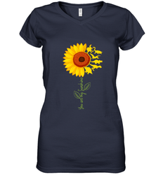 You're My Sunshine Sunflower Dinosaur T Rex Women's V-Neck T-Shirt