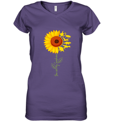You're My Sunshine Sunflower Dinosaur T Rex Women's V-Neck T-Shirt Women's V-Neck T-Shirt - belovedtshirt