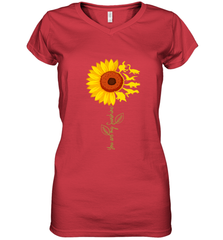 You're My Sunshine Sunflower Dinosaur T Rex Women's V-Neck T-Shirt Women's V-Neck T-Shirt - belovedtshirt
