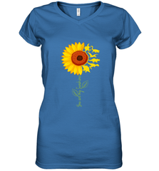 You're My Sunshine Sunflower Dinosaur T Rex Women's V-Neck T-Shirt Women's V-Neck T-Shirt - belovedtshirt