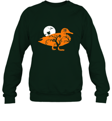 Funny Gift Witch Bat Web Moon Pumpkin Tree in Halloween Duck Crewneck Sweatshirt Crewneck Sweatshirt - belovedtshirt