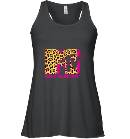 MTV Logo Leopard Print Women's Racerback Tank Women's Racerback Tank / Black / XS Women's Racerback Tank - belovedtshirt