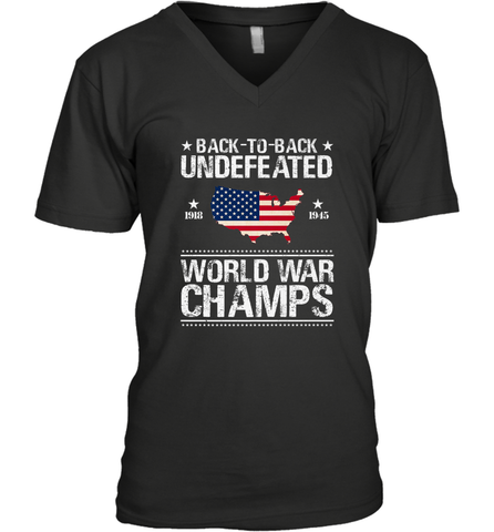 Back To Back Undefeated World War Champs Gift Men's V-Neck Men's V-Neck / Black / S Men's V-Neck - belovedtshirt