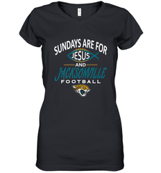 Sundays Are For Jesus and Jacksonville Funny Football Women's V-Neck T-Shirt