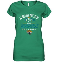 Sundays Are For Jesus and Jacksonville Funny Football Women's V-Neck T-Shirt Women's V-Neck T-Shirt - belovedtshirt