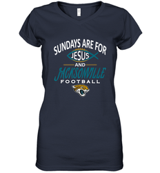 Sundays Are For Jesus and Jacksonville Funny Football Women's V-Neck T-Shirt