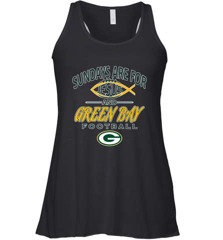 Sundays Are For Jesus and Green Bay Funny Christian Football 1 Women's Racerback Tank Women's Racerback Tank / Black / XS Women's Racerback Tank - belovedtshirt