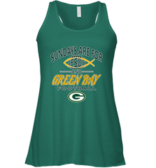 Sundays Are For Jesus and Green Bay Funny Christian Football 1 Women's Racerback Tank Women's Racerback Tank - belovedtshirt