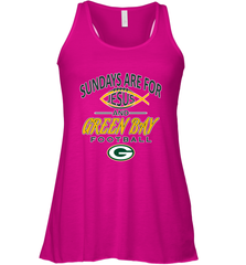 Sundays Are For Jesus and Green Bay Funny Christian Football 1 Women's Racerback Tank Women's Racerback Tank - belovedtshirt