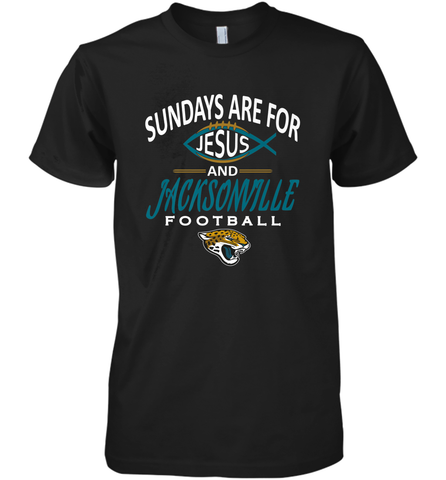 Sundays Are For Jesus and Jacksonville Funny Football Men's Premium T-Shirt Men's Premium T-Shirt / Black / XS Men's Premium T-Shirt - belovedtshirt