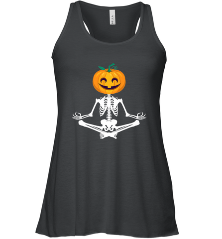 Halloween Yoga Zen Meditation Pumpkin skeleton Gift idea Women's Racerback Tank Women's Racerback Tank / Black / XS Women's Racerback Tank - belovedtshirt
