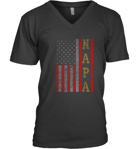 Cool Patriotic Napa US Flag Men's V-Neck Men's V-Neck / Black / S Men's V-Neck - belovedtshirt