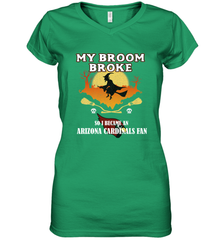 Broom Broke So I Became an Arizona Cardinals Fan  NFL Halloween Costume Women's V-Neck T-Shirt Women's V-Neck T-Shirt - belovedtshirt