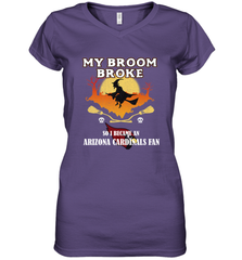Broom Broke So I Became an Arizona Cardinals Fan  NFL Halloween Costume Women's V-Neck T-Shirt Women's V-Neck T-Shirt - belovedtshirt