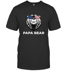 4th of July Papa Bear American Flag Glasses Patriotic Men's T-Shirt