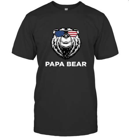 4th of July Papa Bear American Flag Glasses Patriotic Men's T-Shirt Men's T-Shirt / Black / S Apparel - belovedtshirt