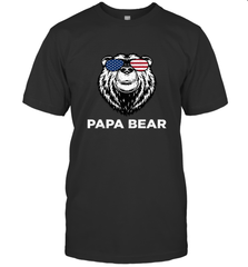 4th of July Papa Bear American Flag Glasses Patriotic Men's T-Shirt Apparel - belovedtshirt