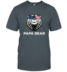 4th of July Papa Bear American Flag Glasses Patriotic Men's T-Shirt Apparel - belovedtshirt