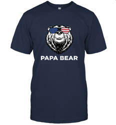 4th of July Papa Bear American Flag Glasses Patriotic Men's T-Shirt
