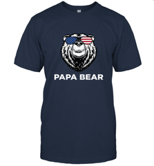 4th of July Papa Bear American Flag Glasses Patriotic Men's T-Shirt Apparel - belovedtshirt