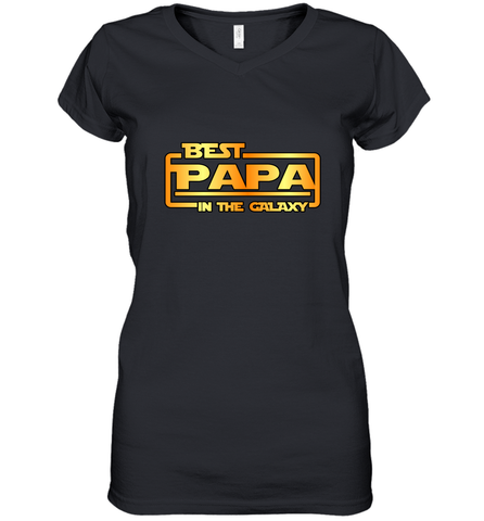The best Papa in the galaxy Women's V-Neck T-Shirt Women's V-Neck T-Shirt / Black / S Women's V-Neck T-Shirt - belovedtshirt