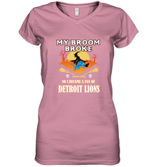 Broom Broke So I Became A Fan of Detroit Lions  NFL Halloween Costume Women's V-Neck T-Shirt Women's V-Neck T-Shirt - belovedtshirt