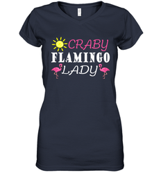 Crazy Pink Flamingo Lady Women's V-Neck T-Shirt