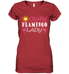 Crazy Pink Flamingo Lady Women's V-Neck T-Shirt Women's V-Neck T-Shirt - belovedtshirt