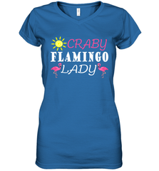 Crazy Pink Flamingo Lady Women's V-Neck T-Shirt Women's V-Neck T-Shirt - belovedtshirt