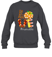 Funny Love Nanalife Pumpkin Flip Flops Nana Life Halloween Crewneck Sweatshirt Crewneck Sweatshirt - belovedtshirt