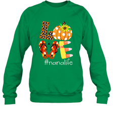 Funny Love Nanalife Pumpkin Flip Flops Nana Life Halloween Crewneck Sweatshirt Crewneck Sweatshirt - belovedtshirt