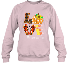 Funny Love Nanalife Pumpkin Flip Flops Nana Life Halloween Crewneck Sweatshirt Crewneck Sweatshirt - belovedtshirt