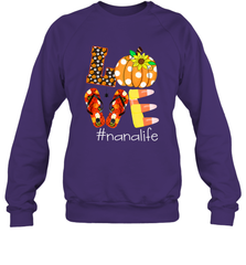 Funny Love Nanalife Pumpkin Flip Flops Nana Life Halloween Crewneck Sweatshirt Crewneck Sweatshirt - belovedtshirt
