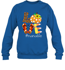 Funny Love Nanalife Pumpkin Flip Flops Nana Life Halloween Crewneck Sweatshirt Crewneck Sweatshirt - belovedtshirt