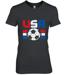 Distressed Red, White and Blue Soccer Flag Shirts of the USA Women's Premium T-Shirt