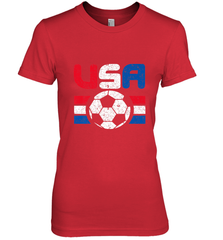 Distressed Red, White and Blue Soccer Flag Shirts of the USA Women's Premium T-Shirt Women's Premium T-Shirt - belovedtshirt