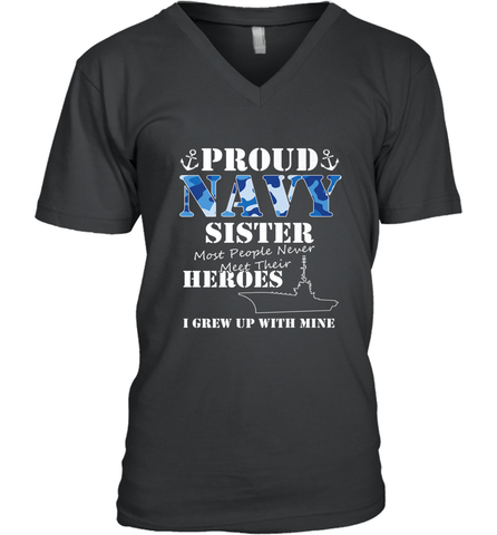 US Military Proud Navy Sister Men or Women Men's V-Neck Men's V-Neck / Black / S Men's V-Neck - belovedtshirt