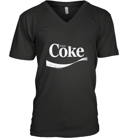 Coca Cola Vintage Enjoy Coke White Logo Men's V-Neck Men's V-Neck / Black / S Men's V-Neck - belovedtshirt