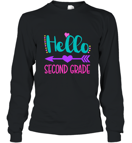 Hello Second Grade 2nd Grade Teachers Students Gift Long Sleeve T-Shirt Long Sleeve T-Shirt / Black / S Long Sleeve T-Shirt - belovedtshirt
