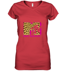 MTV Logo Leopard Print Women's V-Neck T-Shirt Women's V-Neck T-Shirt - belovedtshirt