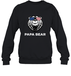 4th of July Papa Bear American Flag Glasses Patriotic Crewneck Sweatshirt