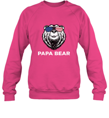 4th of July Papa Bear American Flag Glasses Patriotic Crewneck Sweatshirt Apparel - belovedtshirt
