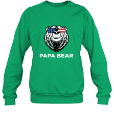 4th of July Papa Bear American Flag Glasses Patriotic Crewneck Sweatshirt Apparel - belovedtshirt